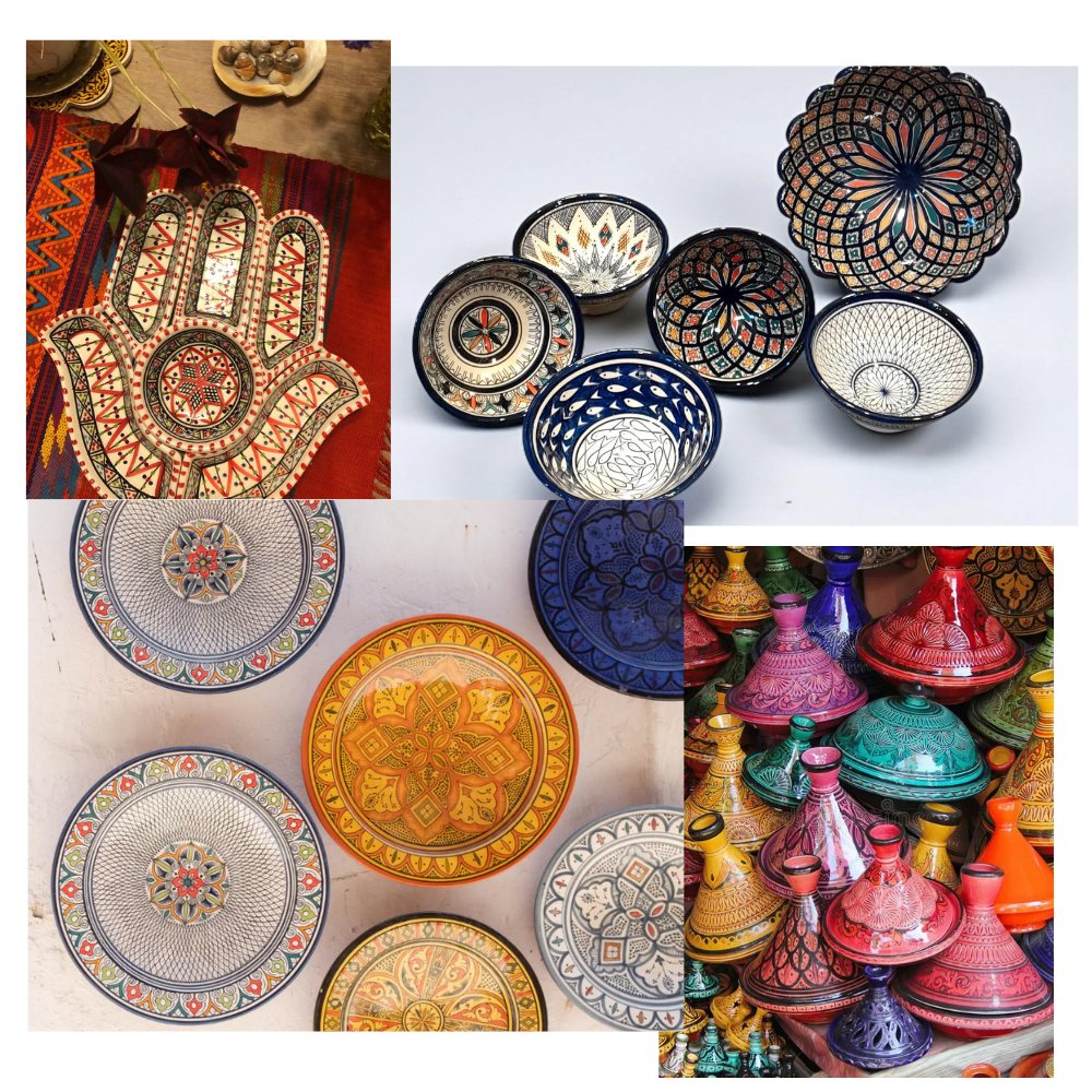 Collection of handmade Harnile ceramic pieces